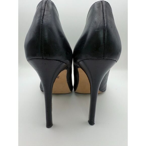 Julianne Hough 4 Sole Society Joey Black Leather Stiletto Pull On Ankle Booties - Picture 5 of 8